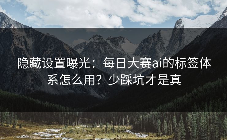 隐藏设置曝光：每日大赛ai的标签体系怎么用？少踩坑才是真