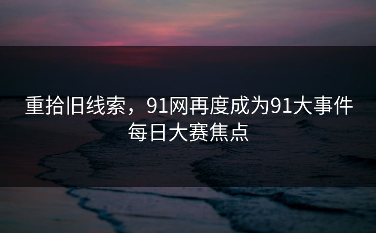 重拾旧线索，91网再度成为91大事件每日大赛焦点